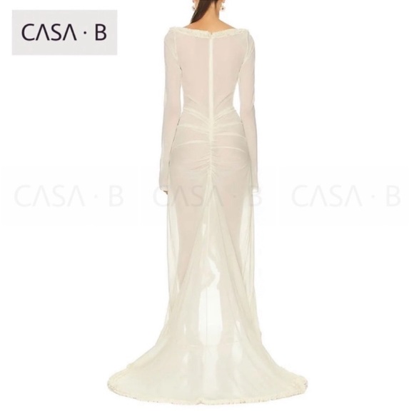 5⭐️CASA B| “Glamour de Cannes” Mesh Cut-Out Frill Sheer Gown - Picture 14 of 17